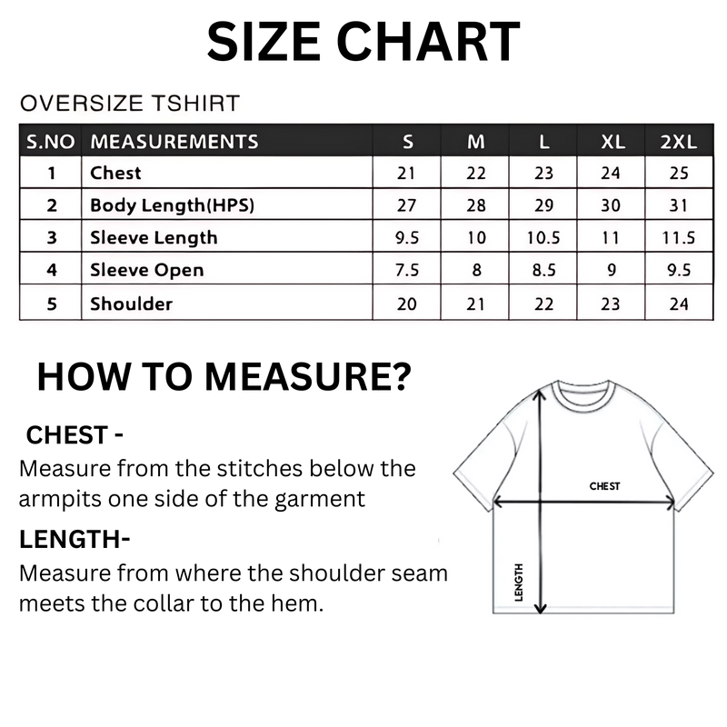 Size chart for Black Neon Ghost Luxe Tee